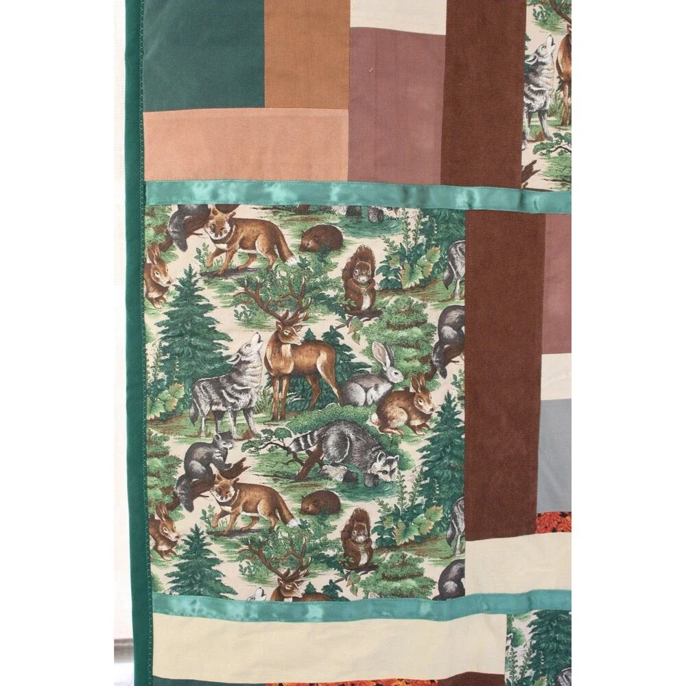 Woodland Animals Reversible Lightweight Quilt and Pillowcase Set 84 x 58 NEW